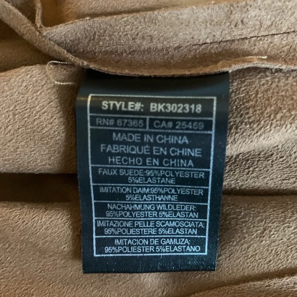 BB Dakota Brown Suede-Look Draped Open Front Jacket - Picture 6 of 7
